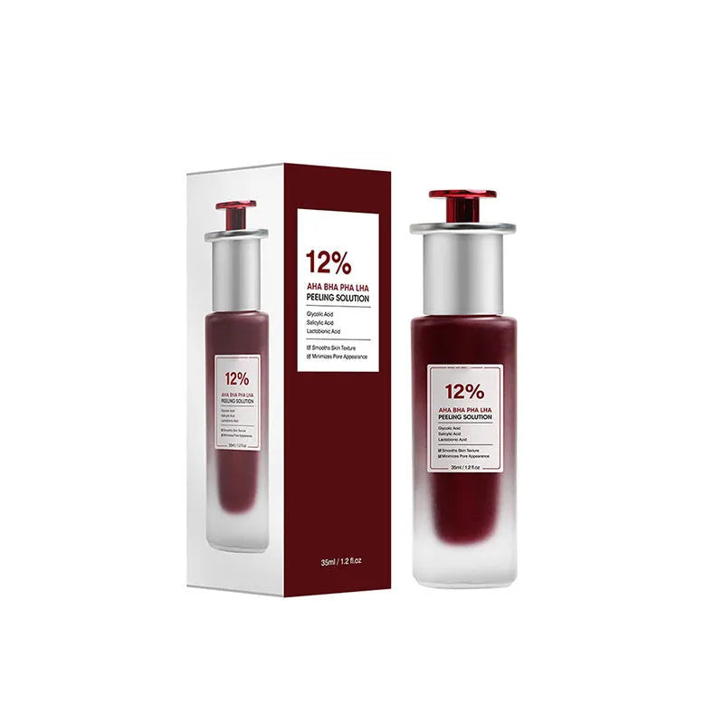 Facial exfoliating essence bottle in two sizes: 30ml Type A and 35ml Type B variants