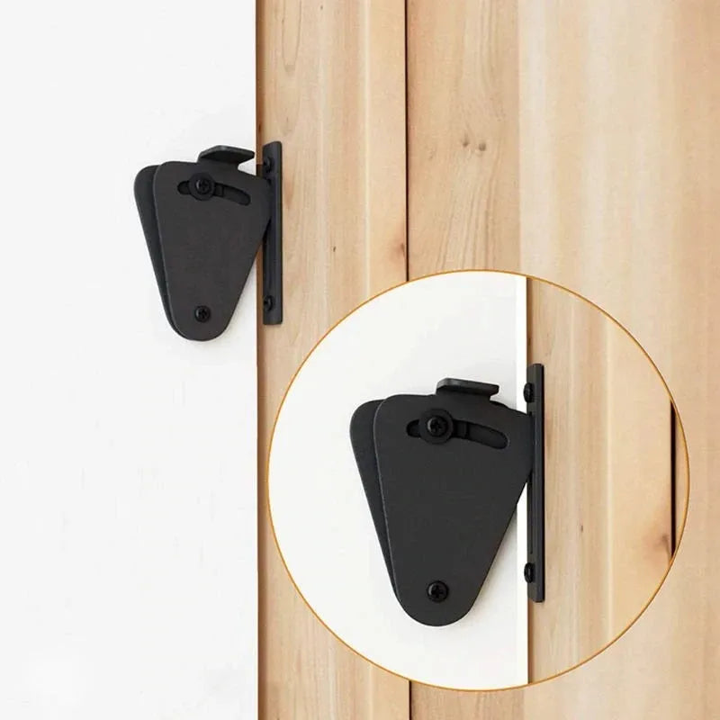 Black stainless steel sliding barn door lock for gaps under 2cm