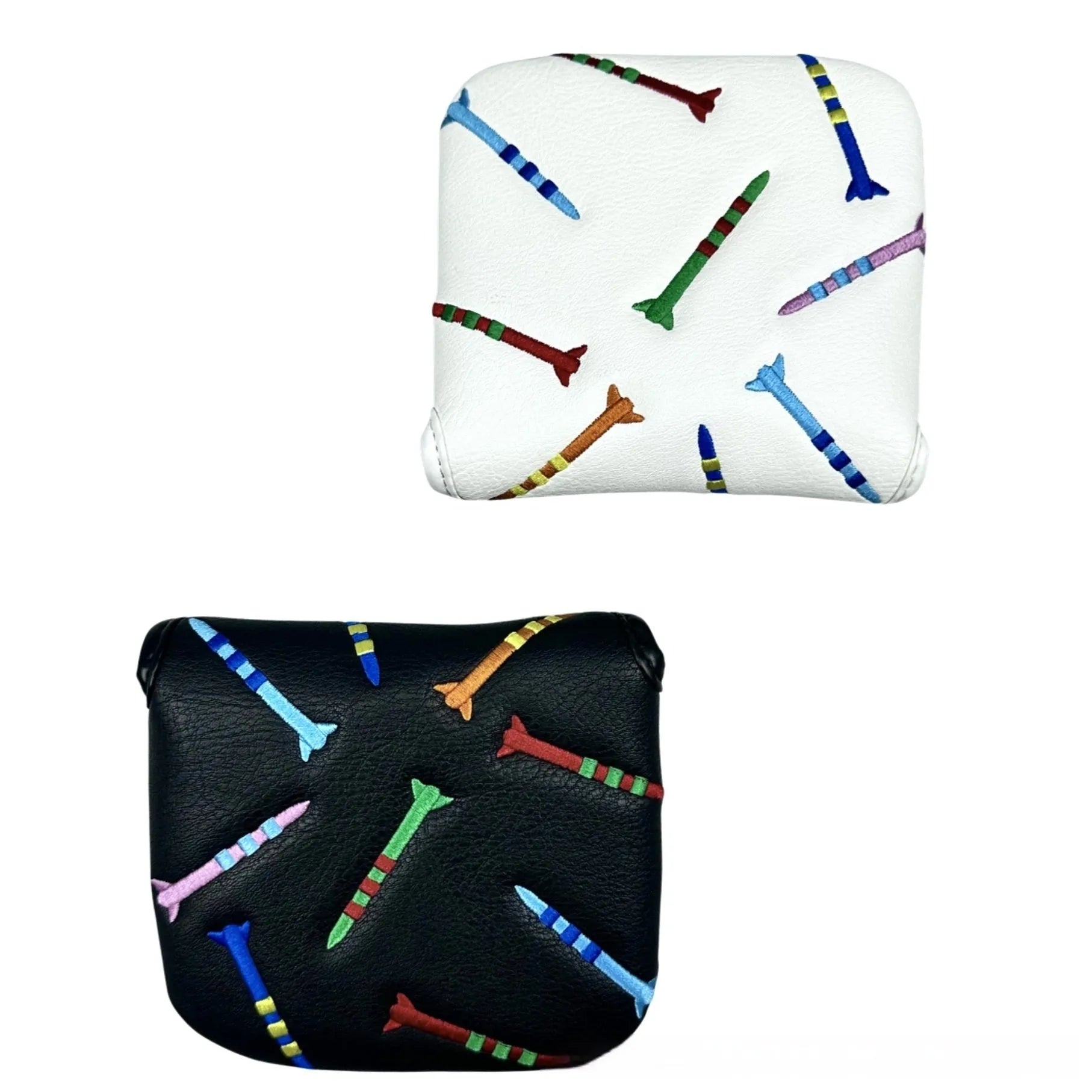 Square black golf putter protective sleeve with rocket pattern design