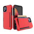 A solid-colour hard back cover case for the iPhone 11, shown in a choice of black, red, pink, blue, dark blue, and purple.