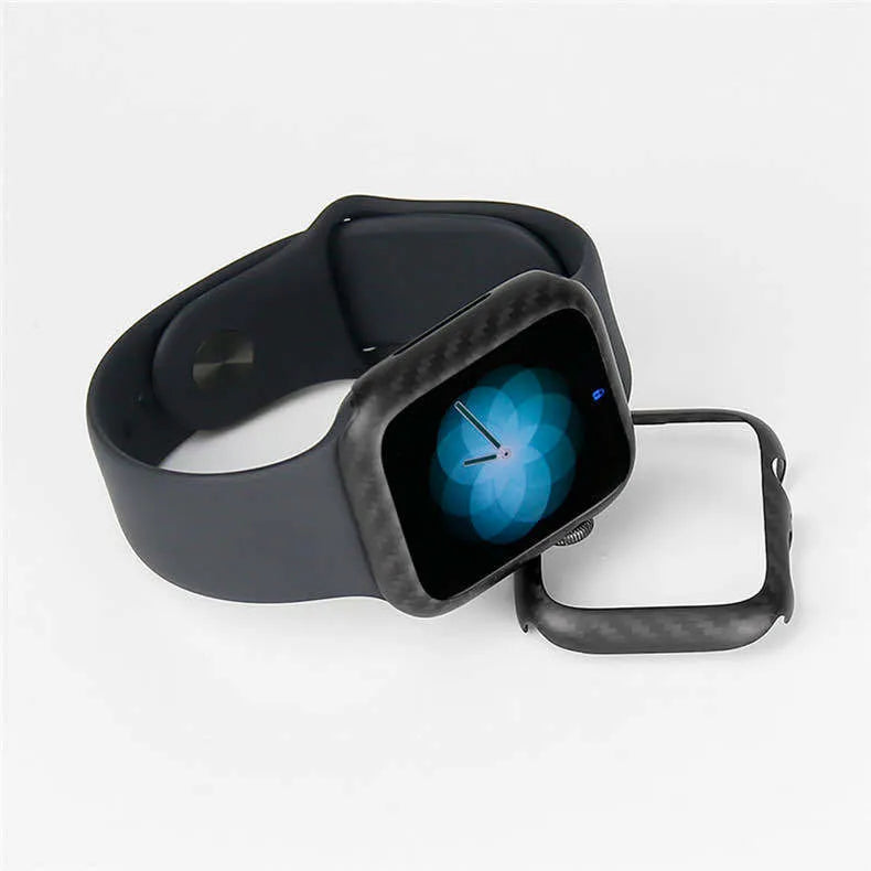 Apple Watch 4 leather protective case in 44mm size, shown in black