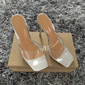 Women's black and silver high heel fashion boots with PVC soles in various UK sizes