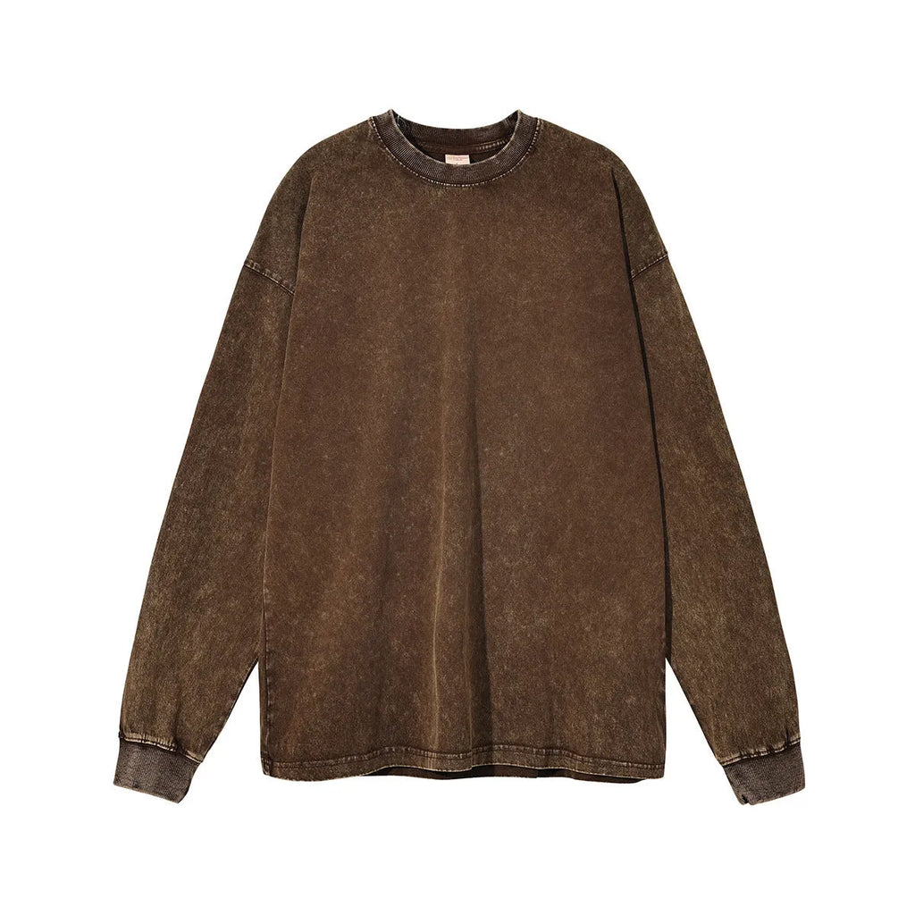 Men's vintage loose fit cotton pullover jumper in batik wash colours