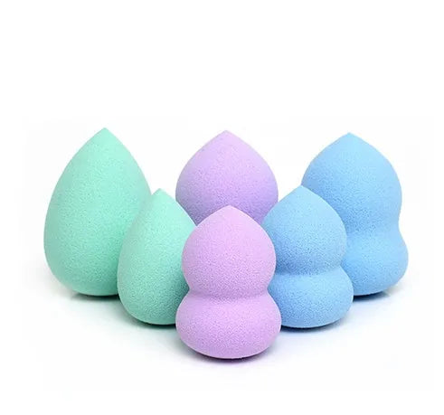 Latex water drop sponge puff in gourd shape for foundation application, available in multiple colours