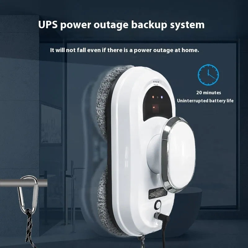 W11 White automatic high altitude cleaning machine with remote control on white background