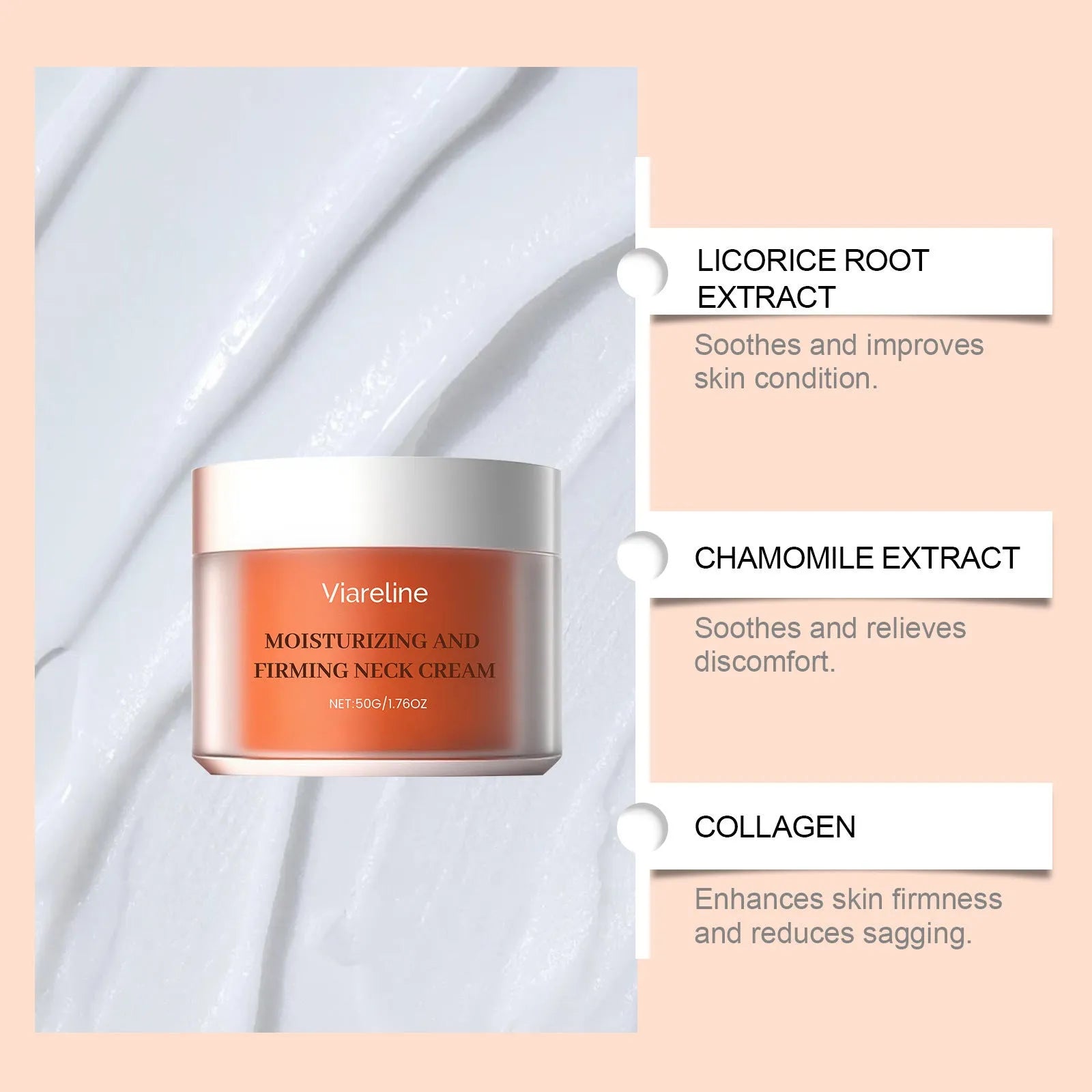 50g moisturising neck cream in 6.3cm packaging for daily contour care