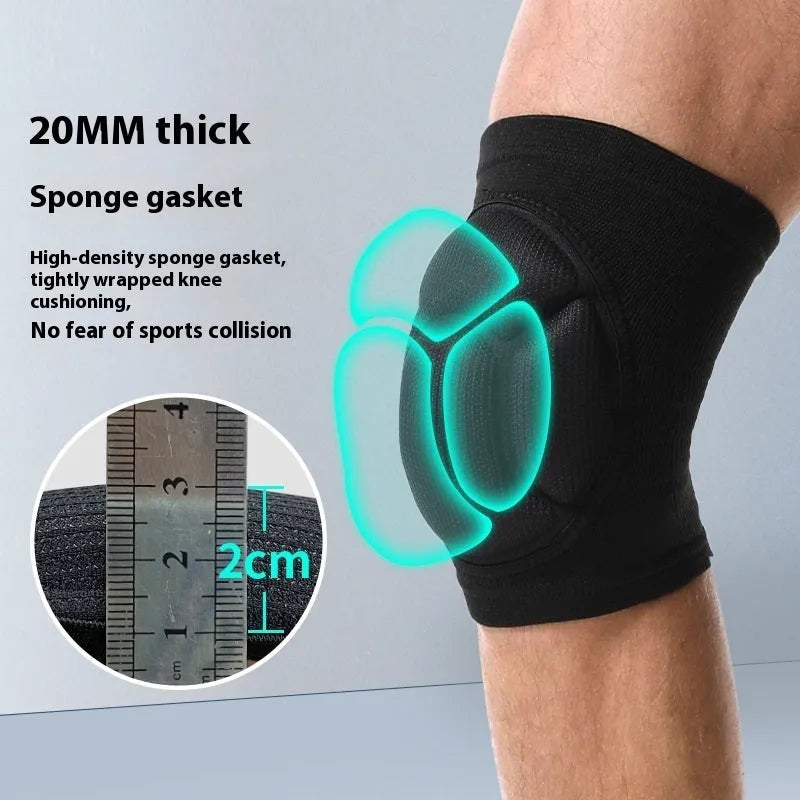 Thick sponge dance kneepad in black or blue with anti-collision protection for volleyball and sports