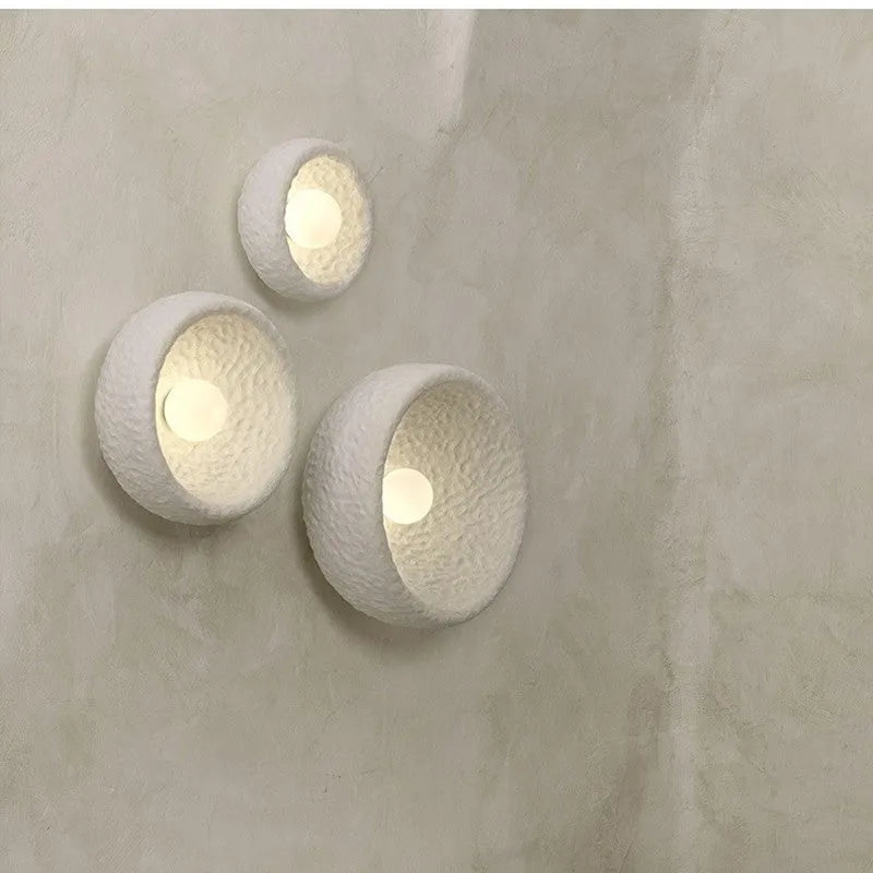 Japanese minimalist wall lamp with resin shade in 20cm, 26cm, or 32cm diameter