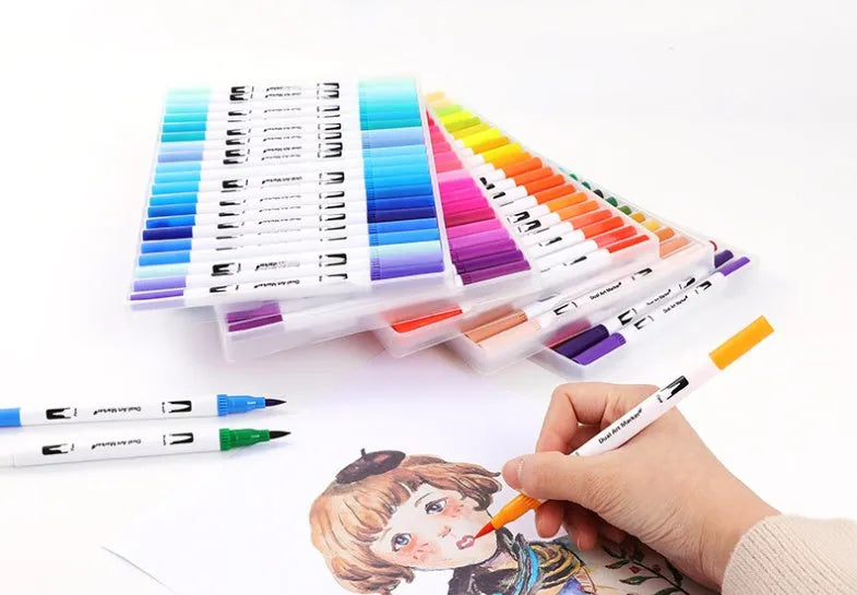 Set of watercolour pens in a case, showing multiple colour options for art and promotional projects.