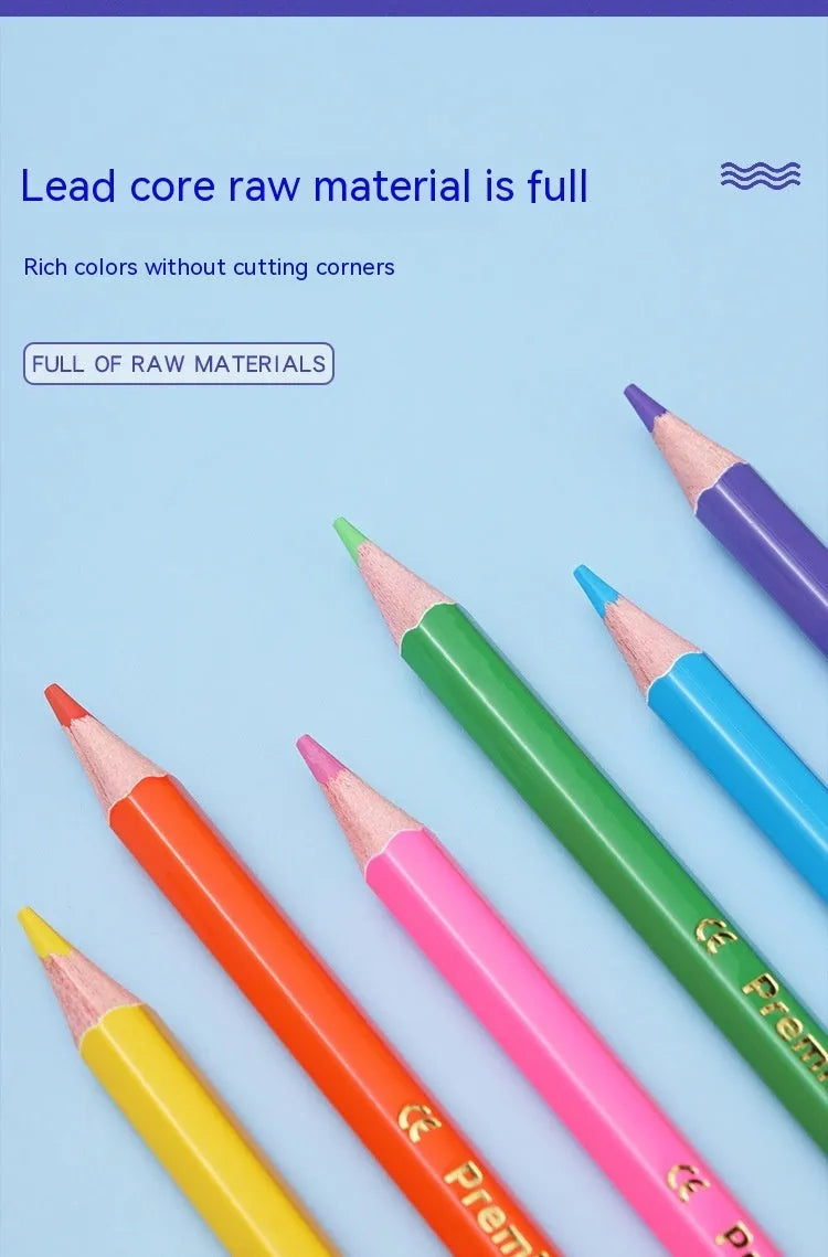 Wooden double head colour pencil set showing two different colour leads on each pencil