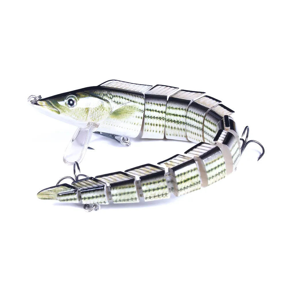 Multi-section simulated fish loach lure bait measuring 23cm with #2 hook