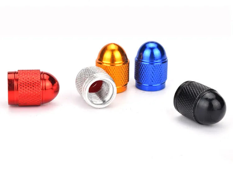 Aluminium alloy mountain bike tyre valve cap in choice of five colours.