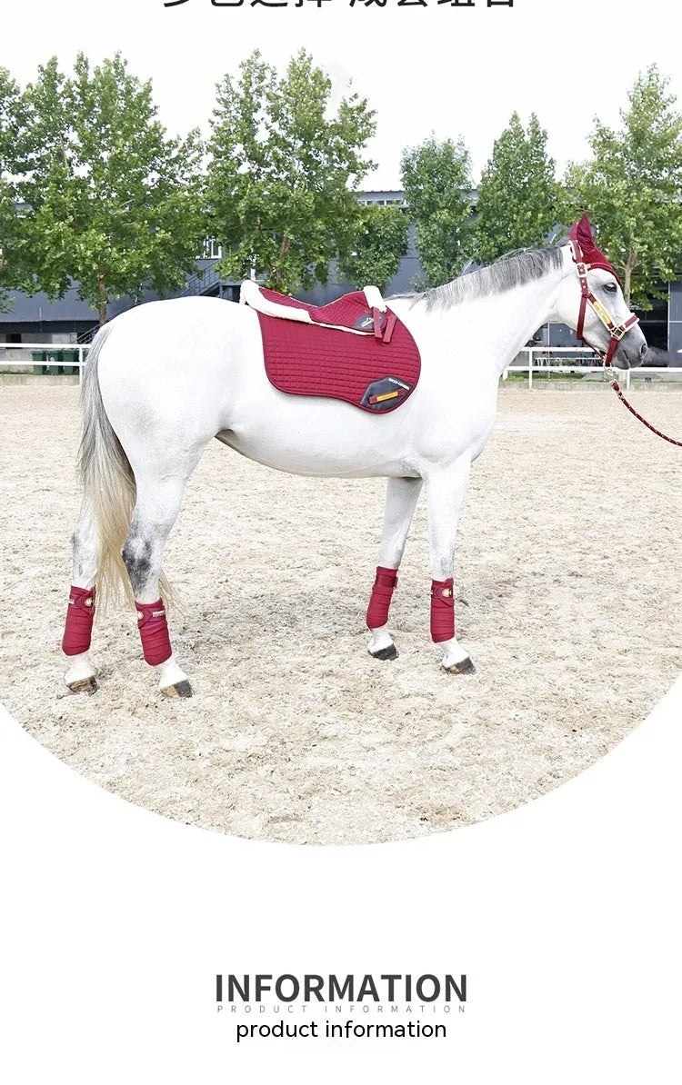 Riding saddle pad with wool cushioning and waist protection in multiple colours
