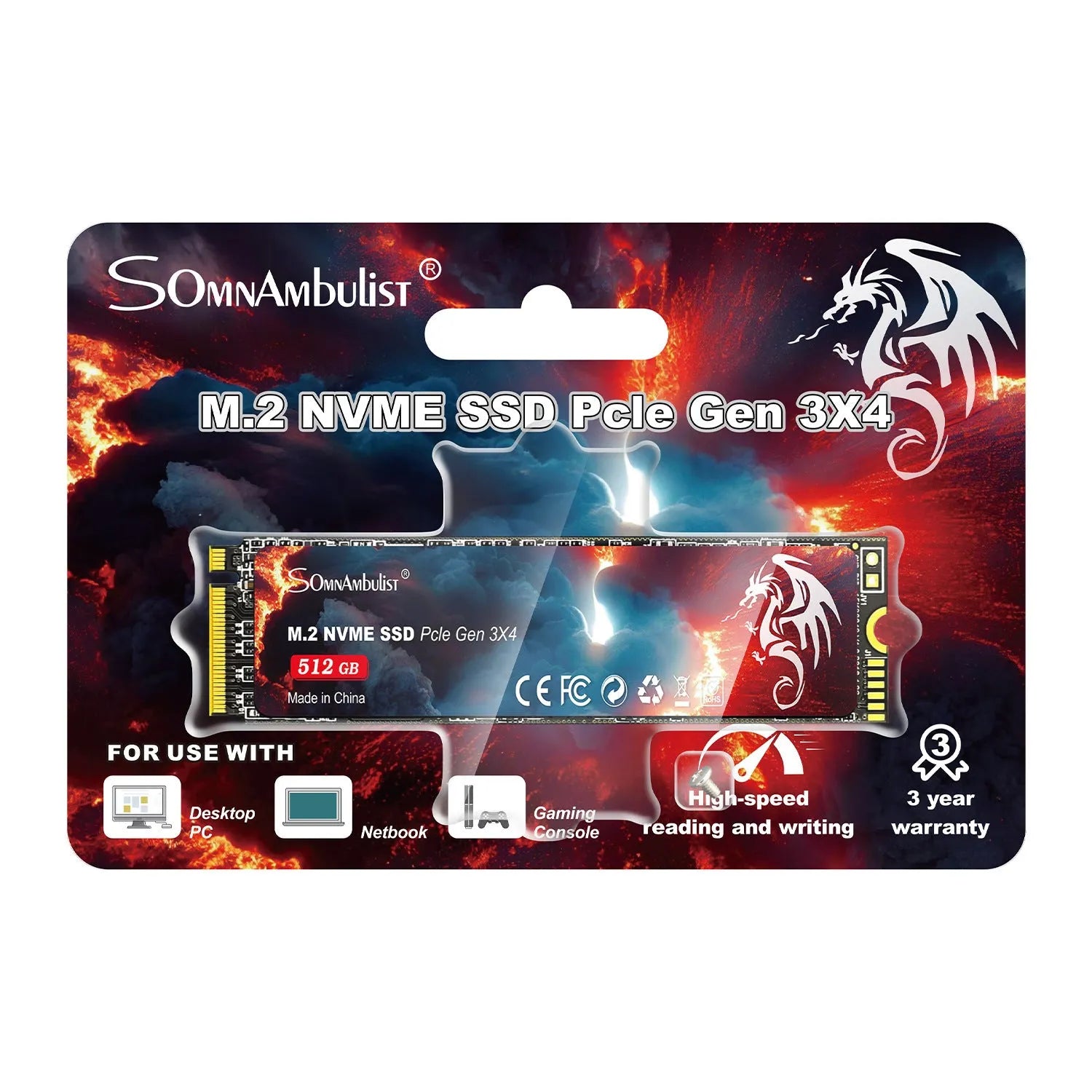 M.2 NVMe solid state drive for desktop computers with PCIe 3.0 interface.