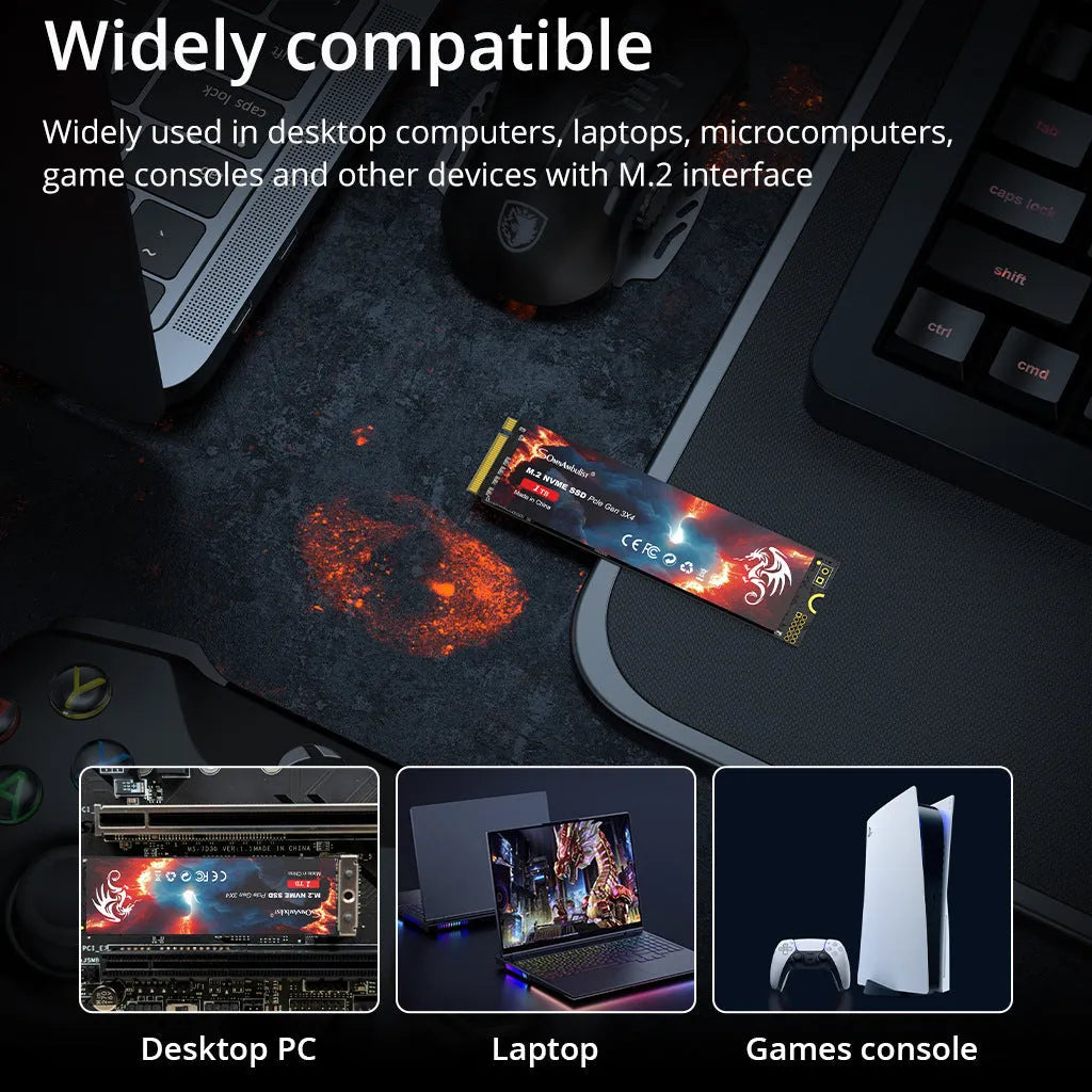 M.2 NVMe solid state drive for desktop computers with PCIe 3.0 interface.