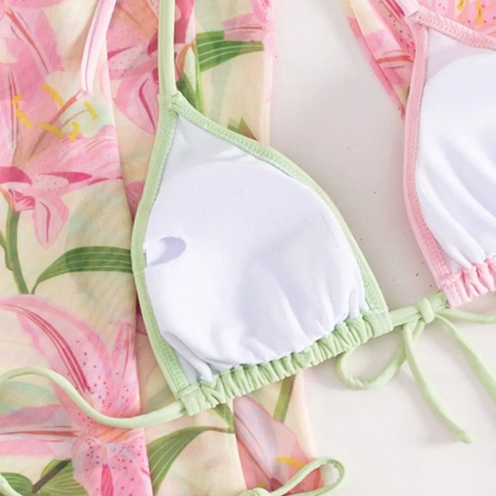 Women's printed bikini swimsuit with quick-dry fabric in European and American sizing