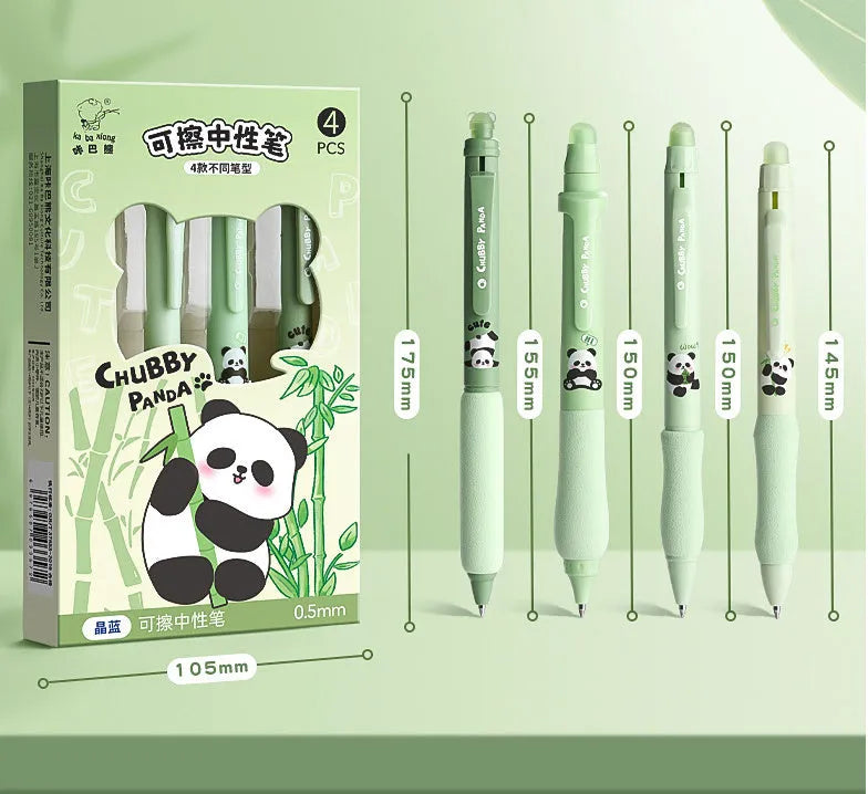 Erasable cartoon-themed gel pen with 0.5mm tip, shown in one of eight colour options including black and crystal blue.