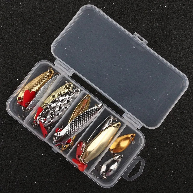 Pineapple sequin design fishing lure on metal box iron frame, gold and silver colour options