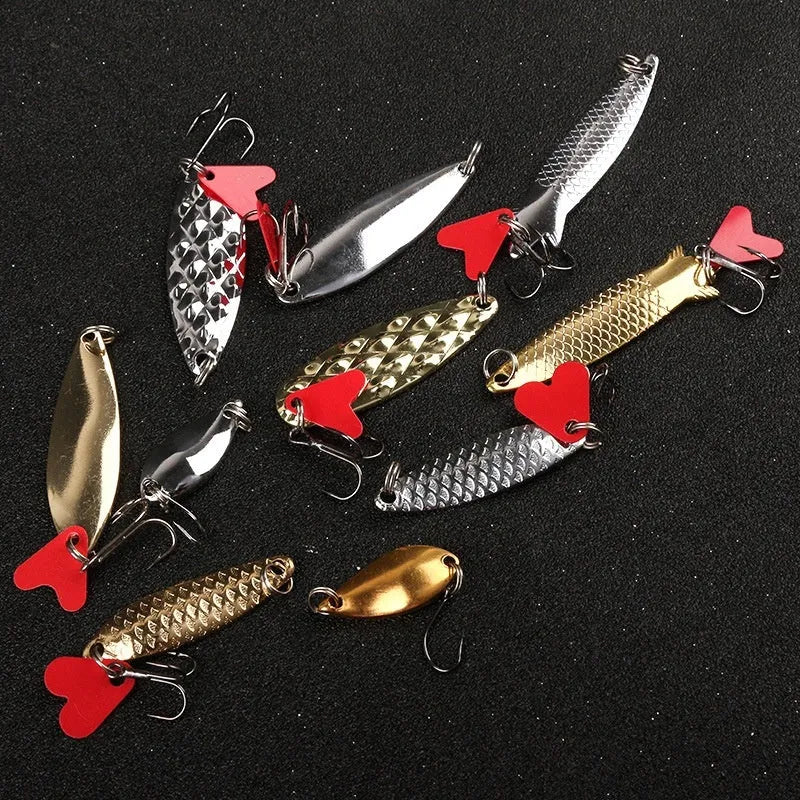Pineapple sequin design fishing lure on metal box iron frame, gold and silver colour options