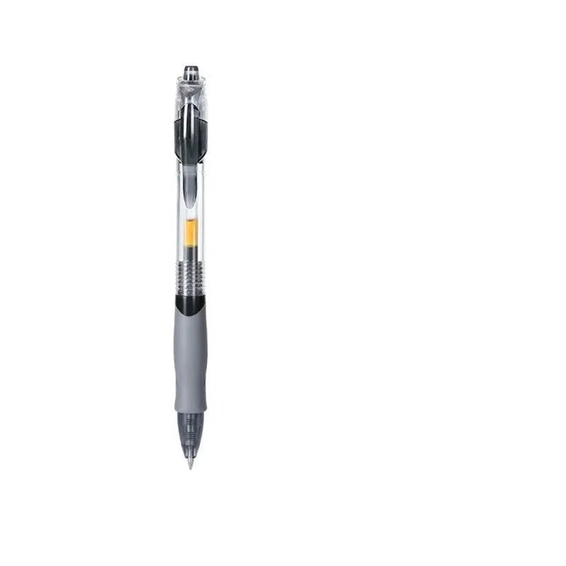 0.5mm fine tip gel pen in plastic construction with black, blue, and red ink colour options