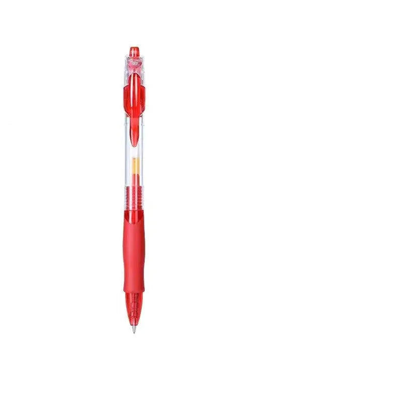 0.5mm fine tip gel pen in plastic construction with black, blue, and red ink colour options