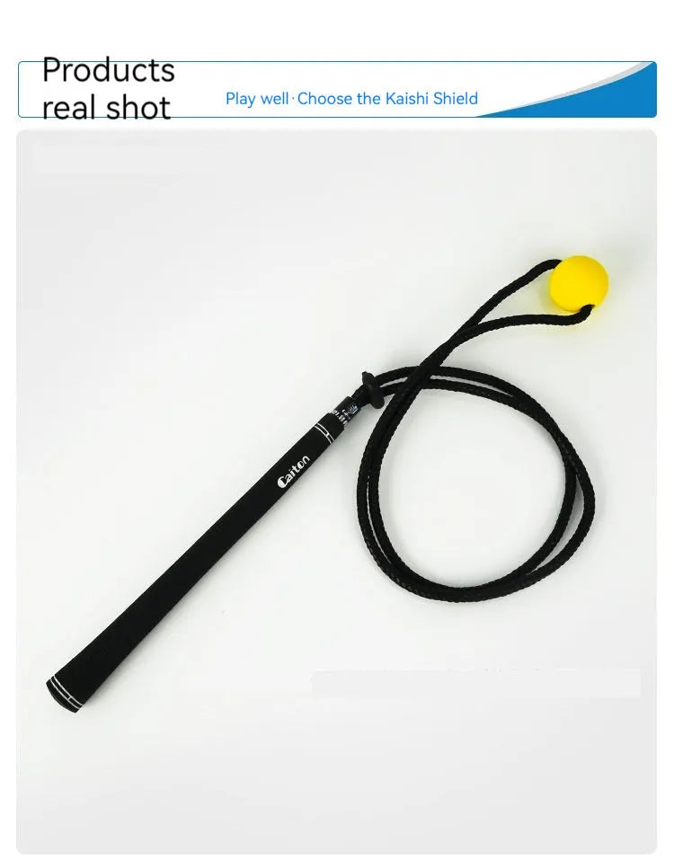 Black silicone elastic golf swing practice rope trainer for physical correction action