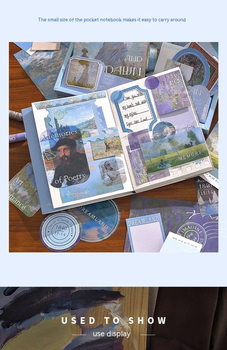A6 grid creative journal gift box with retro plaid design containing notebook, material paper, notes, envelopes and decorative stationery