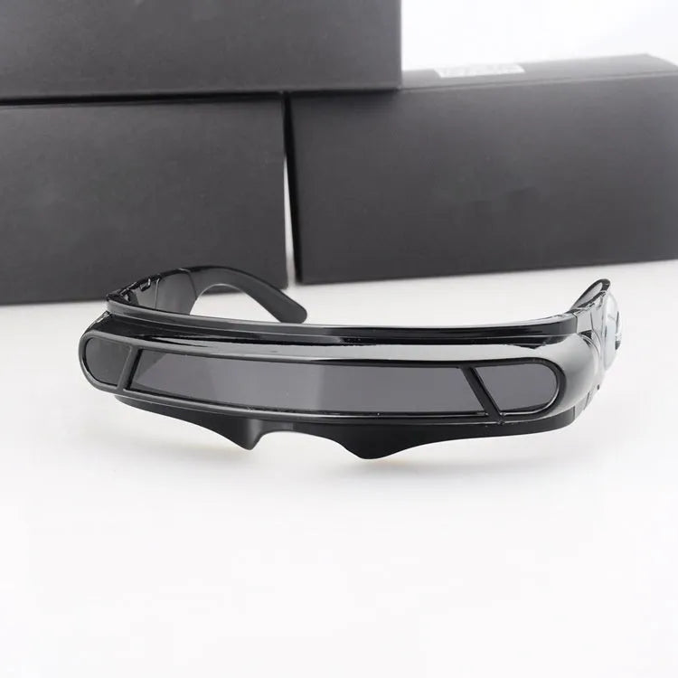 Black sports sunglasses with polarised lenses in grey, red mercury, and blue mercury colour options