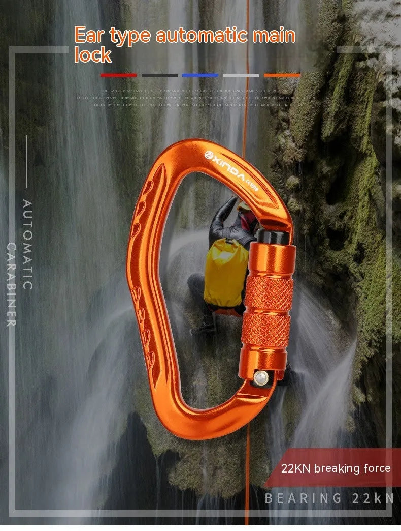 Automatic lock climbing carabiner for outdoor rock climbing equipment in five colour options