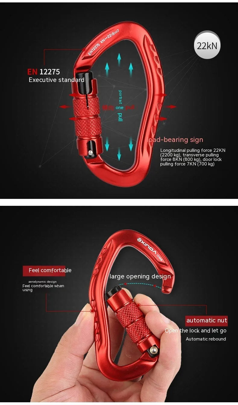 Automatic lock climbing carabiner for outdoor rock climbing equipment in five colour options