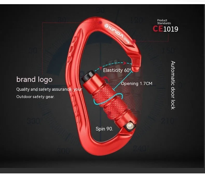 Automatic lock climbing carabiner for outdoor rock climbing equipment in five colour options