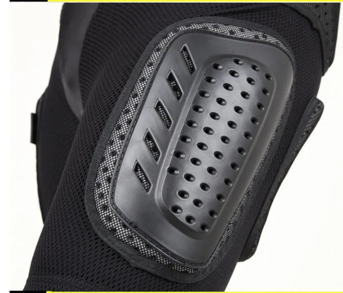 Black cycling trousers with integrated protective hip padding, shown in size L.