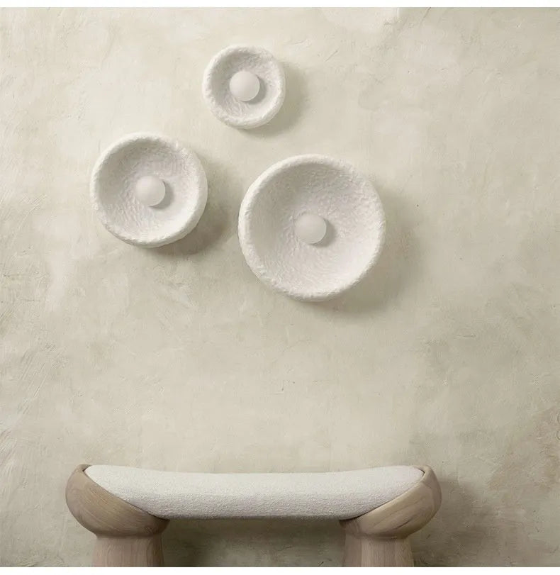 Japanese minimalist wall lamp with resin shade in 20cm, 26cm, or 32cm diameter