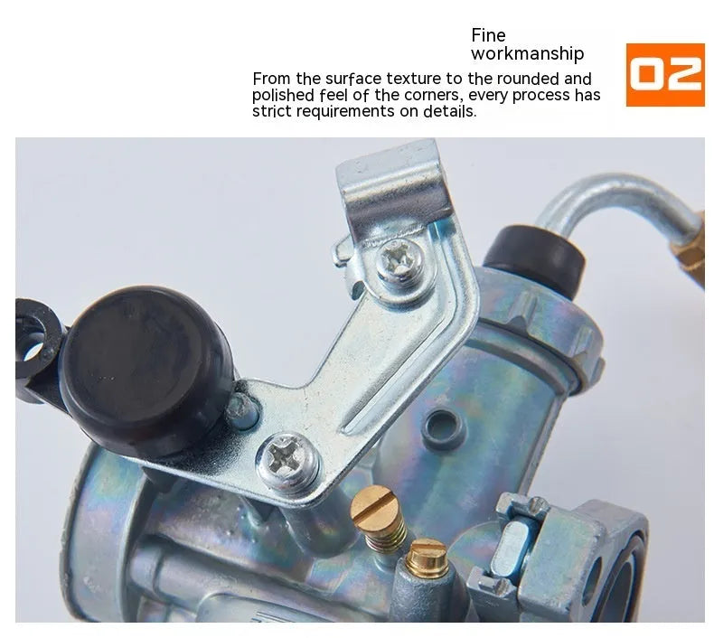 Motorcycle carburetor assembly with flat suction plunger design in Ba Jia and PE26 specifications