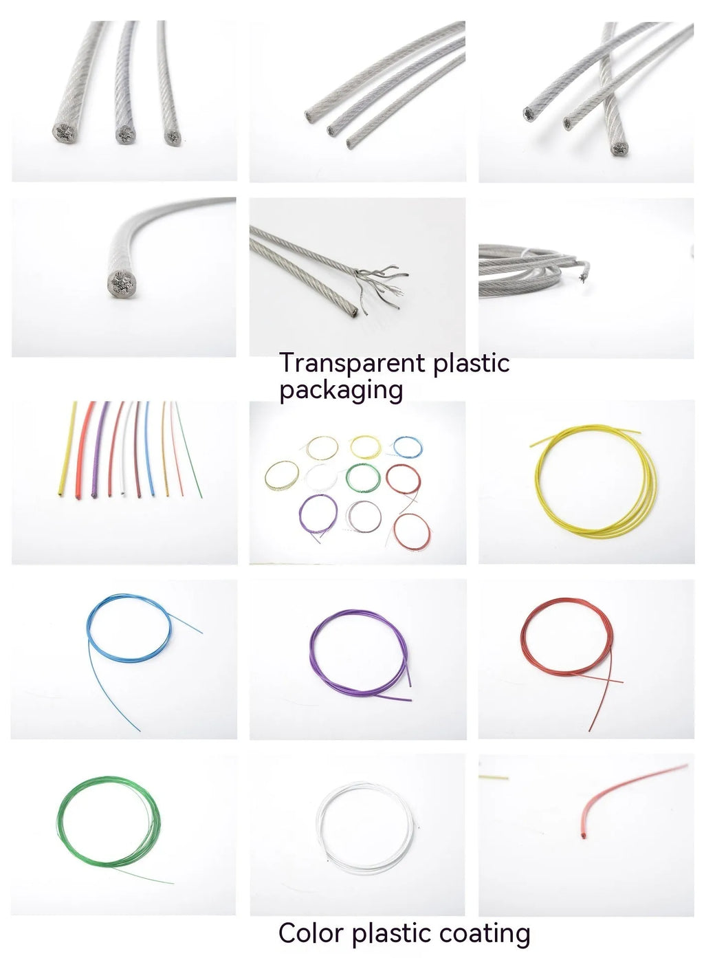 304 stainless steel invisible anti-theft wire rope showing double twist construction and diameter options