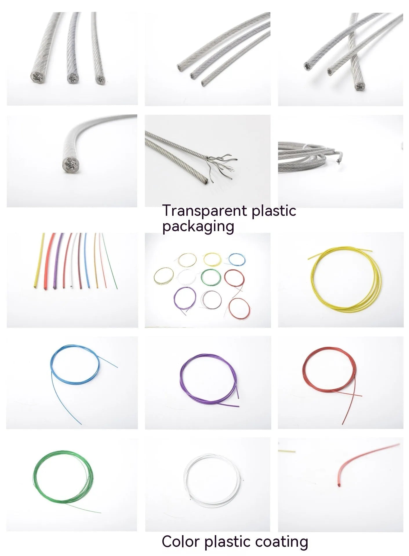 304 stainless steel invisible anti-theft wire rope showing double twist construction and diameter options