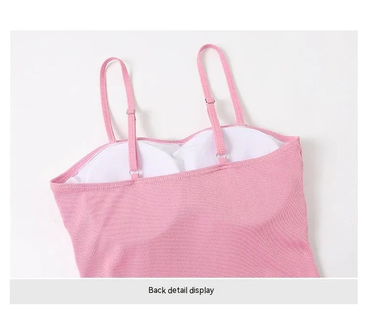 Women's long sleeve one-piece swimsuit in pink and black colours