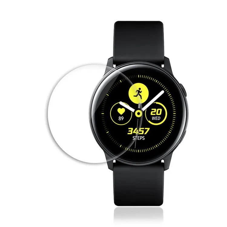 Galaxy Watch Active full screen tempered glass protector with anti-fingerprint coating.