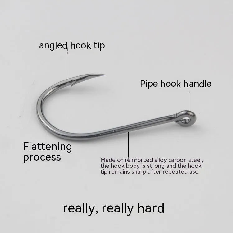 Bulk pack of alloy carbon steel fishing hooks with barbed crooked mouth design for sea rock fishing