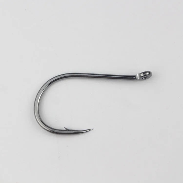 Bulk pack of alloy carbon steel fishing hooks with barbed crooked mouth design for sea rock fishing
