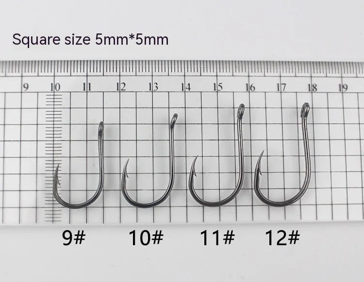 Bulk pack of alloy carbon steel fishing hooks with barbed crooked mouth design for sea rock fishing