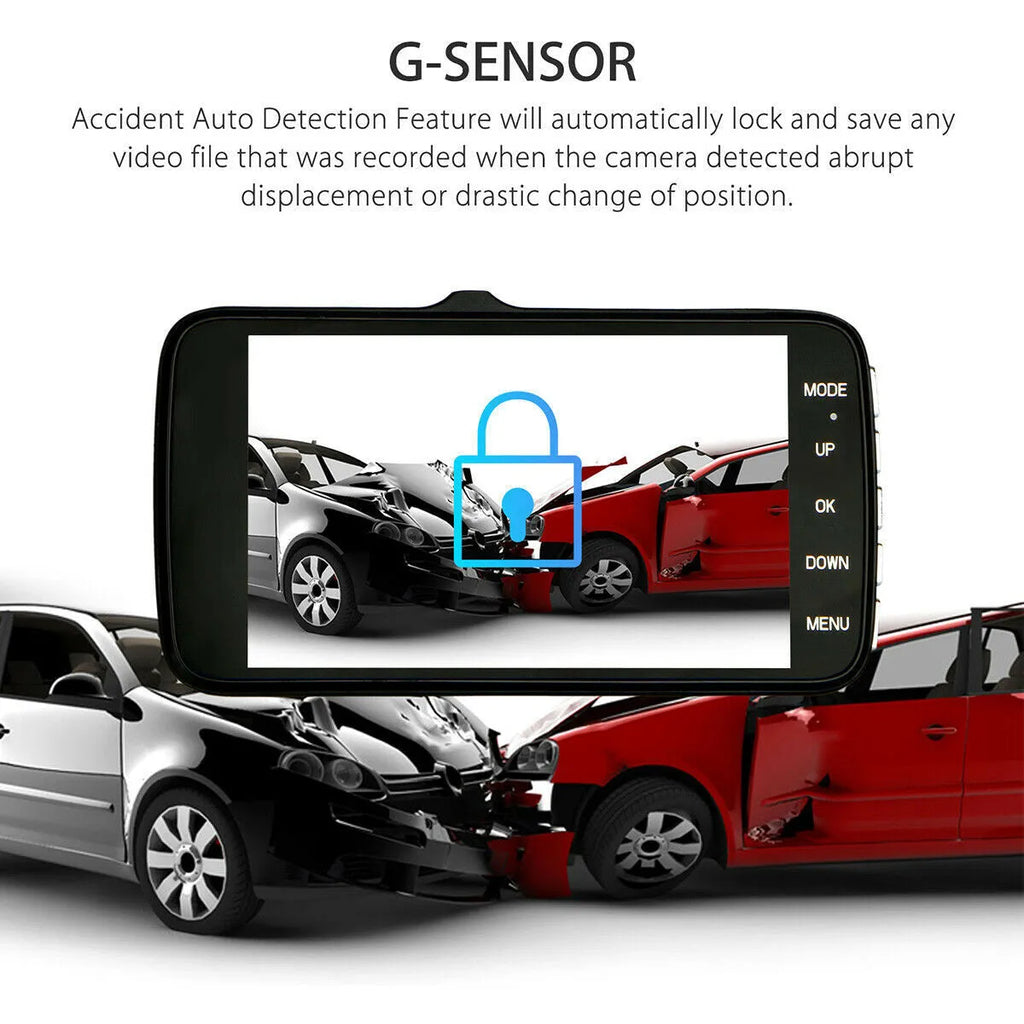 HD driving recorder with 8 night vision lights and 4.0 inch screen, dual lens 32GB model