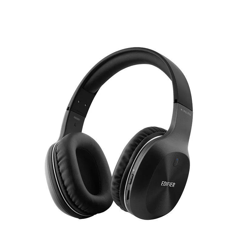 Black Bluetooth sports headset showing ear cup and headband design