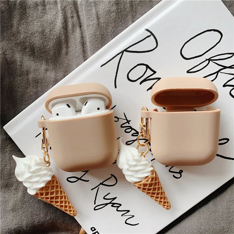 Cylinder ice cream design silicone case protector for Apple AirPods 2 wireless headset in assorted colours