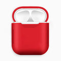 Silicone AirPods case in various colours with attached anti-loss rope and earmuff accessories.