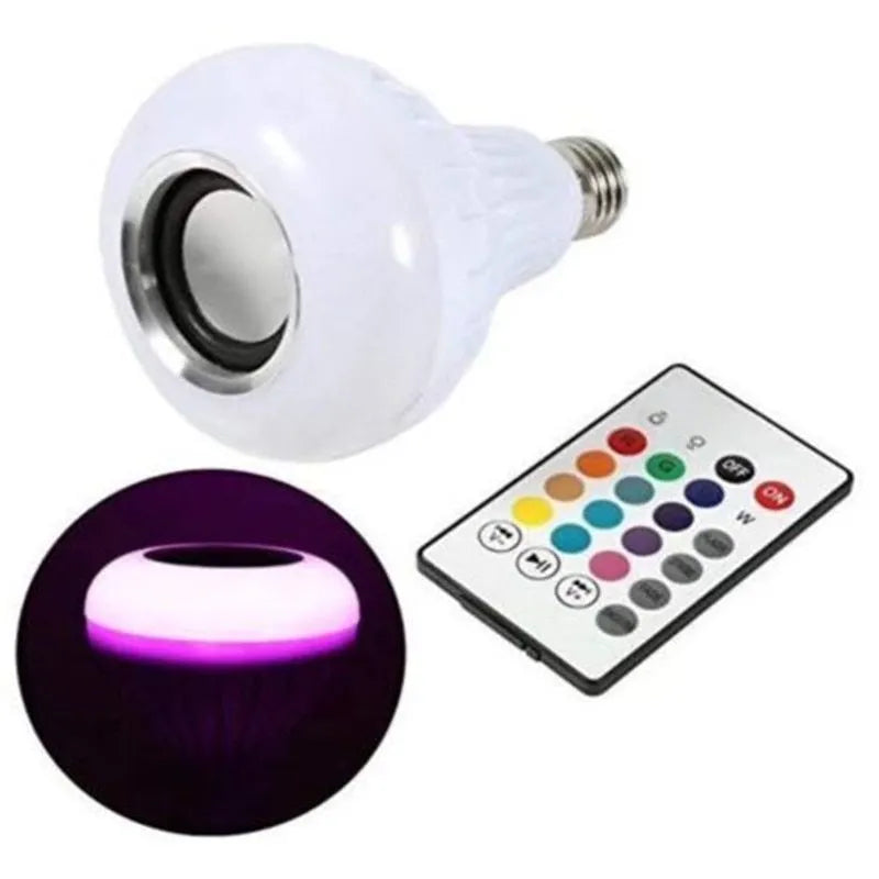 White LED Bluetooth bubble lamp with E27 base showing RGB colour lighting effects