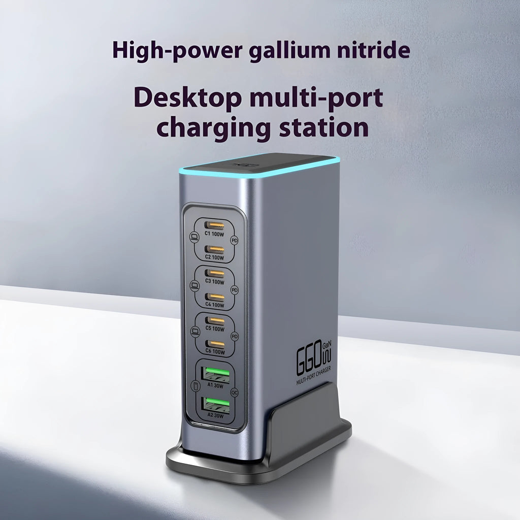 660W Gallium Nitride desktop charger with multiple international plug options