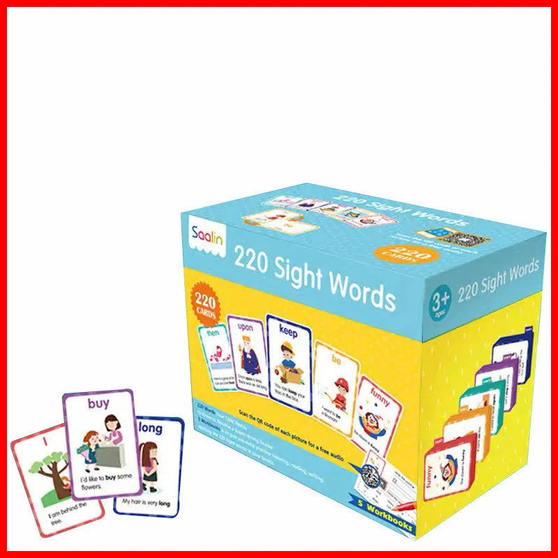 220 high frequency word gift box set with phonics cards and workbooks for early childhood education