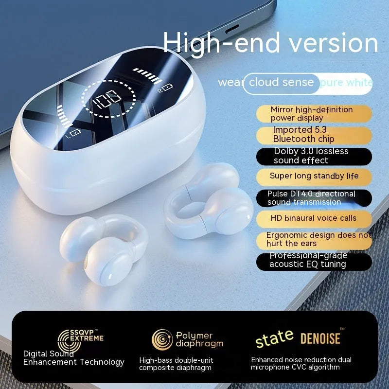 M47 Bluetooth wireless sports headset clip-on design in black with digital display screen