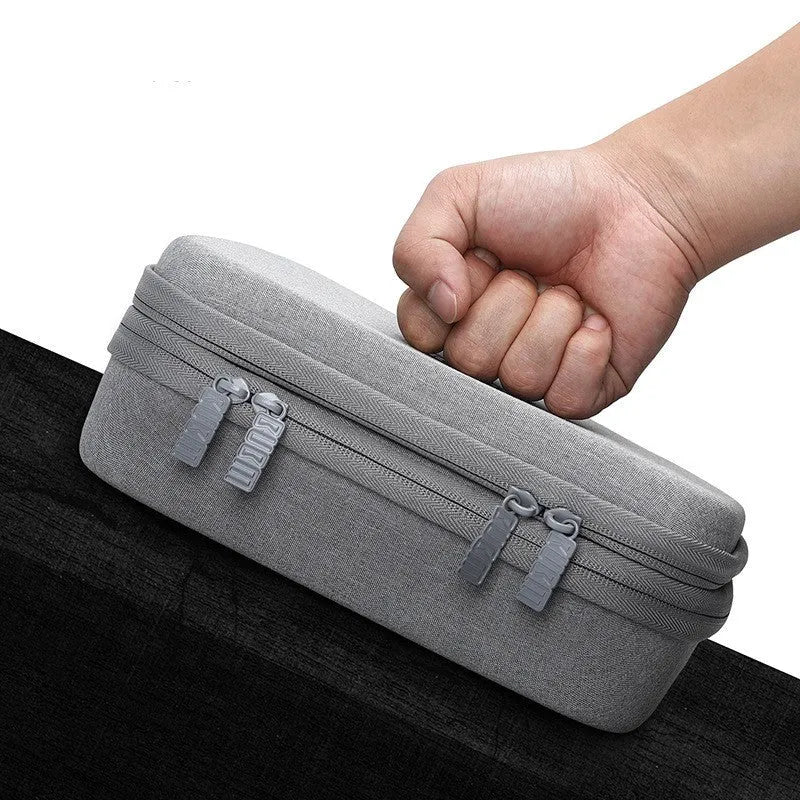 Black and grey EVA digital storage bags showing single layer and double layer internal designs for headset organisation.